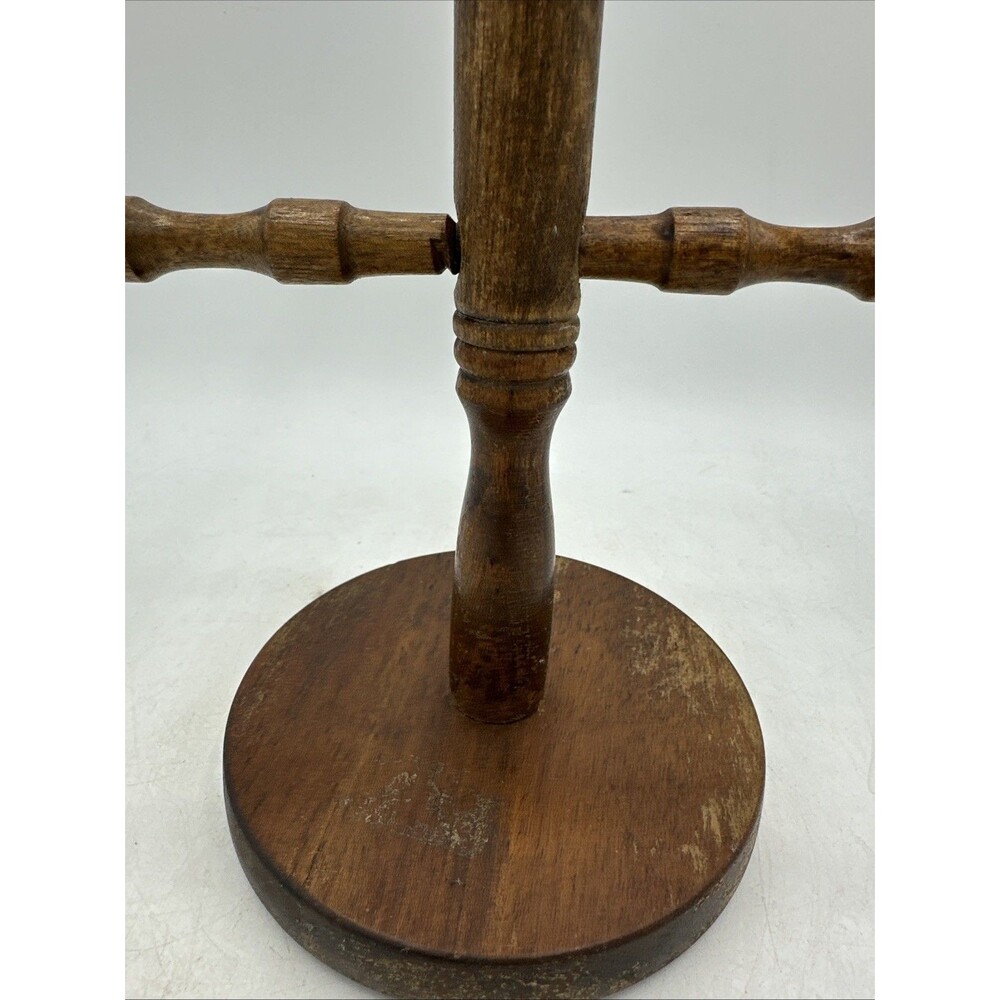 Vintage Wooden Mug Tree Holder Dark Wood 4 Pegs 11” - Picture 10 of 16